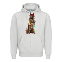 Dove Grey christmas german shepherd Zipper Hoodie - RanaPortraitStore