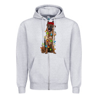 Heather Grey christmas german shepherd Zipper Hoodie - RanaPortraitStore