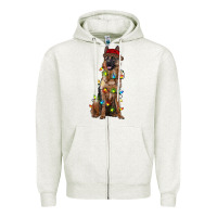 Oatmeal Heather christmas german shepherd Zipper Hoodie - RanaPortraitStore