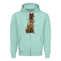 Seafoam christmas german shepherd Zipper Hoodie - RanaPortraitStore
