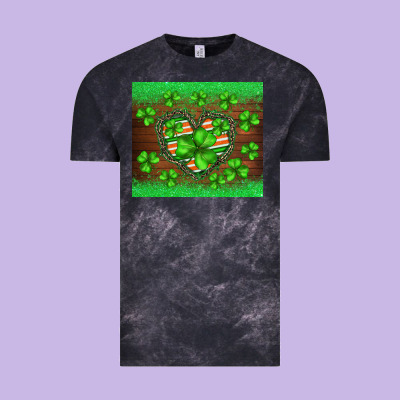 St.patricks Heart Shamrocks Glitter Vintage Tee Designed By Barkaloodesign