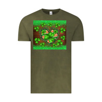 Vintage Olive st.patricks heart shamrocks glitter Vintage Tee - BarkalooDesign