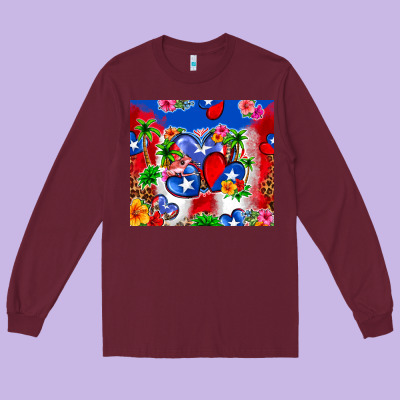 Puerto Rico Hearts Long Sleeve Tee Designed By Zillion Design Studio