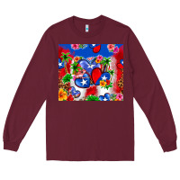 Burgundy puerto rico hearts Long Sleeve Tee - Zillion Design Studio