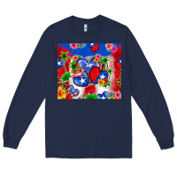Navy puerto rico hearts Long Sleeve Tee - Zillion Design Studio