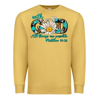 Antique Gold with god all things are possible daisy Premium Sweatshirt - AdoDesignShop