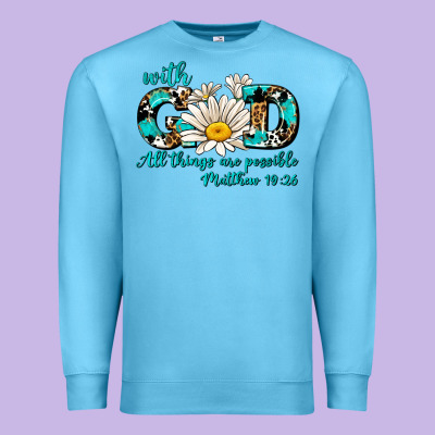 With God All Things Are Possible Daisy Premium Sweatshirt Designed By Adodesignshop