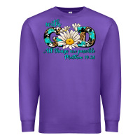 Purple with god all things are possible daisy Premium Sweatshirt - AdoDesignShop