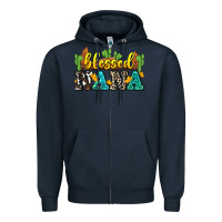 Navy blessed nana Zipper Hoodie - Zillion Design Studio