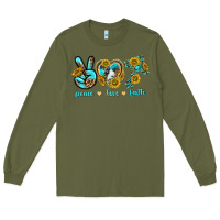 Army Green peace love faith Long Sleeve Tee - texasbilliewilder