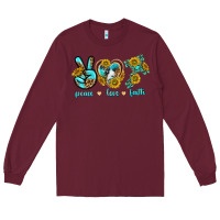 Burgundy peace love faith Long Sleeve Tee - texasbilliewilder