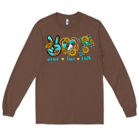 Chestnut peace love faith Long Sleeve Tee - texasbilliewilder
