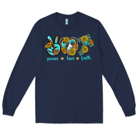 Navy peace love faith Long Sleeve Tee - texasbilliewilder