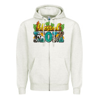 Oatmeal Heather blessed mom Zipper Hoodie - Zillion Design Studio