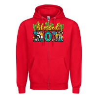 Red blessed mom Zipper Hoodie - Zillion Design Studio