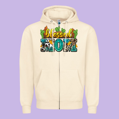 Blessed Mom Zipper Hoodie Designed By Zillion Design Studio