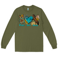 Army Green peace love horses tbw Long Sleeve Tee - texasbilliewilder