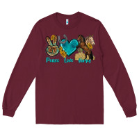 Burgundy peace love horses tbw Long Sleeve Tee - texasbilliewilder