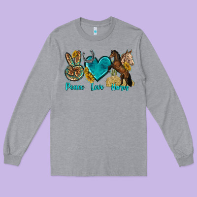 Long Sleeve Tee peace love horses tbw