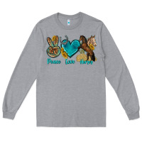 Heather Grey peace love horses tbw Long Sleeve Tee - texasbilliewilder