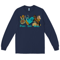 Navy peace love horses tbw Long Sleeve Tee - texasbilliewilder