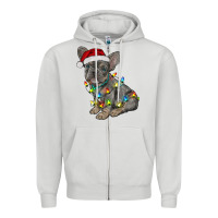 Dove Grey christmas french bulldog Zipper Hoodie - RanaPortraitStore