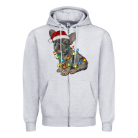 Heather Grey christmas french bulldog Zipper Hoodie - RanaPortraitStore