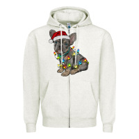Oatmeal Heather christmas french bulldog Zipper Hoodie - RanaPortraitStore