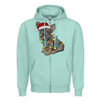 Seafoam christmas french bulldog Zipper Hoodie - RanaPortraitStore
