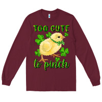 Burgundy Too Cute To Pinch Chick Long Sleeve Tee - RanaPortraitStore