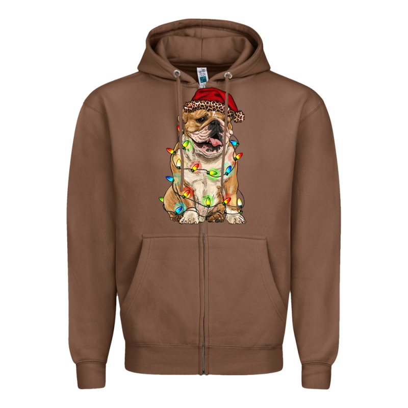 Christmas Bulldog Zipper Hoodie by RanaPortraitStore | Teevron