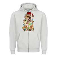 Dove Grey christmas bulldog Zipper Hoodie - RanaPortraitStore