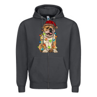 Smoke christmas bulldog Zipper Hoodie - RanaPortraitStore