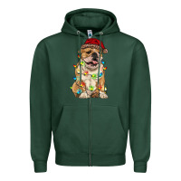 Sports Green christmas bulldog Zipper Hoodie - RanaPortraitStore