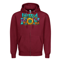 Burgundy blessed mom sunflower Zipper Hoodie - Zillion Design Studio