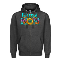 Charcoal Heather blessed mom sunflower Zipper Hoodie - Zillion Design Studio