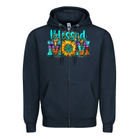 Navy blessed mom sunflower Zipper Hoodie - Zillion Design Studio