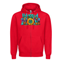 Red blessed mom sunflower Zipper Hoodie - Zillion Design Studio