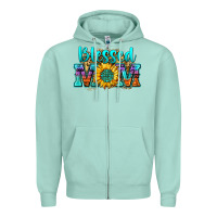 Seafoam blessed mom sunflower Zipper Hoodie - Zillion Design Studio