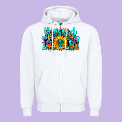 Blessed Mom Sunflower Zipper Hoodie Designed By Zillion Design Studio