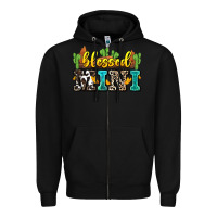 Black blessed mini Zipper Hoodie - Zillion Design Studio