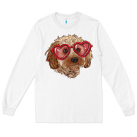White toy poodle with love glasses Long Sleeve Tee - RanaPortraitStore