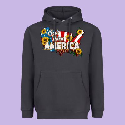 God Bless America Heavyweight Hoodie Designed By Hra Design Shop
