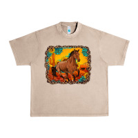 French Oak horse with sunflowers turquoise gemstone western sunset leopard backgr Urban Heavy Tee - Artiststas