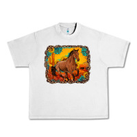 Lunar Rock horse with sunflowers turquoise gemstone western sunset leopard backgr Urban Heavy Tee - Artiststas