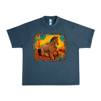 Midnight Navy horse with sunflowers turquoise gemstone western sunset leopard backgr Urban Heavy Tee - Artiststas