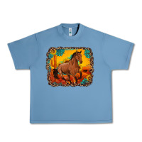 Pebble Blue horse with sunflowers turquoise gemstone western sunset leopard backgr Urban Heavy Tee - Artiststas