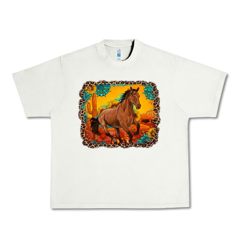 Horse With Sunflowers Turquoise Gemstone Western Sunset Leopard Backgr Urban Heavy Tee by Artiststas | Teevron