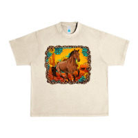 Sandshell horse with sunflowers turquoise gemstone western sunset leopard backgr Urban Heavy Tee - Artiststas