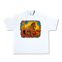 White horse with sunflowers turquoise gemstone western sunset leopard backgr Urban Heavy Tee - Artiststas